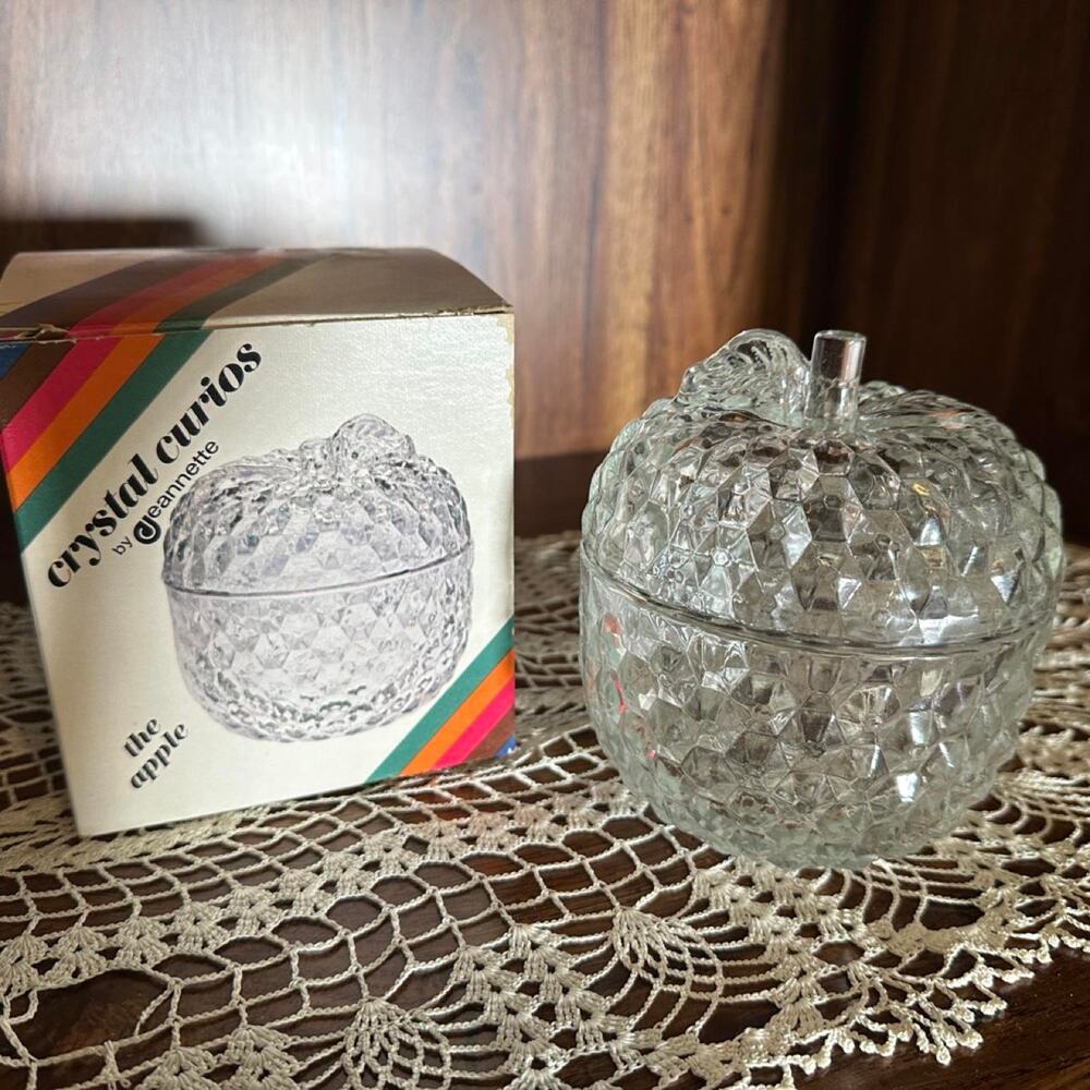 1970's Jeanette Clear Glass Apple Dish
